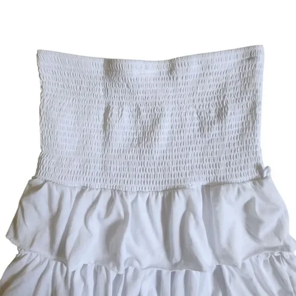 No Boundaries White Tiered Strapless Tube Dress Size M (7-9) - Picture 5 of 11